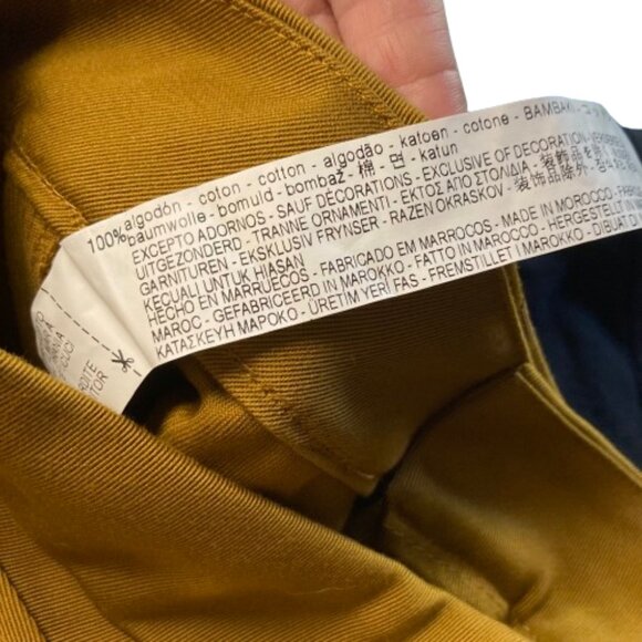 Zara SALE! High Waisted Wide Cropped Pants Mustard Color Red Stripes, sz. Medium - Picture 13 of 14